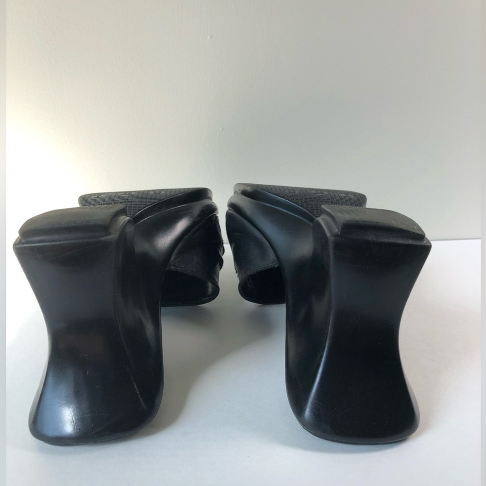 Black Leather Wedge Sandals from Brazil Women's Size 7 - Picture 9 of 11
